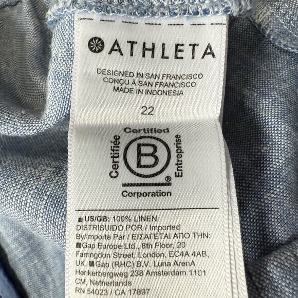 Athleta Retreat 100% Linen Pants Women Plus Size 22 High Rise Wide Leg Pull On - Picture 8 of 9